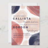 Moderne Terracotta Navy Beige Wasserfarbenhochzeit Einladung (Vorderseite)