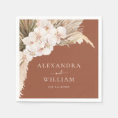 Moderne Terracotta Pampas Grass Floral Wedding Serviette (Vorderseite)