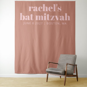 Moderne Terracotta Rosa Bat Mitzvah Foto Hintergru Wandteppich