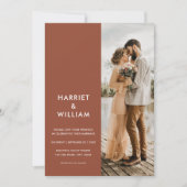 Moderne Terracotta Rost Minimalistische Hochzeit Einladung (Vorderseite)