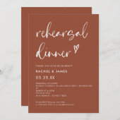 Moderne Terracotta Rost Probe Abendessen Einladung (Vorne/Hinten)