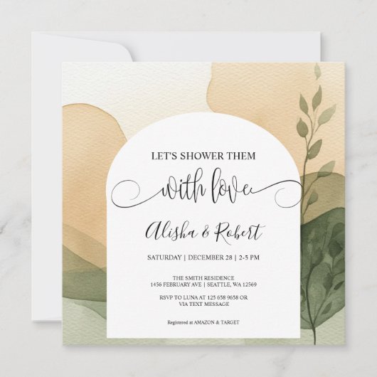 Moderne Terracotta & Sage Couples Dusche Einladung (Vorderseite)