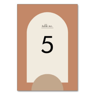 Moderne Terracotta Sand Boho Arch Geometric Weddin Tischnummer
