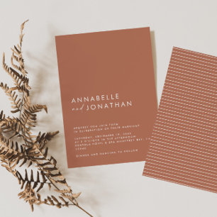 Moderne Terracotta-Schrift zeitgenössische Hochzei Einladung