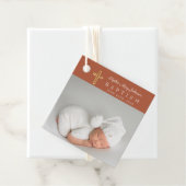 Moderne Terracotta Script Foto Taufe Vielen Dank Geschenkanhänger (Beispiel)