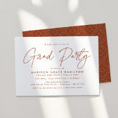 Moderne Terracotta Script Graduation Party Einladung