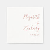 Moderne Terracotta-Script-Hochzeit Serviette (Vorderseite)