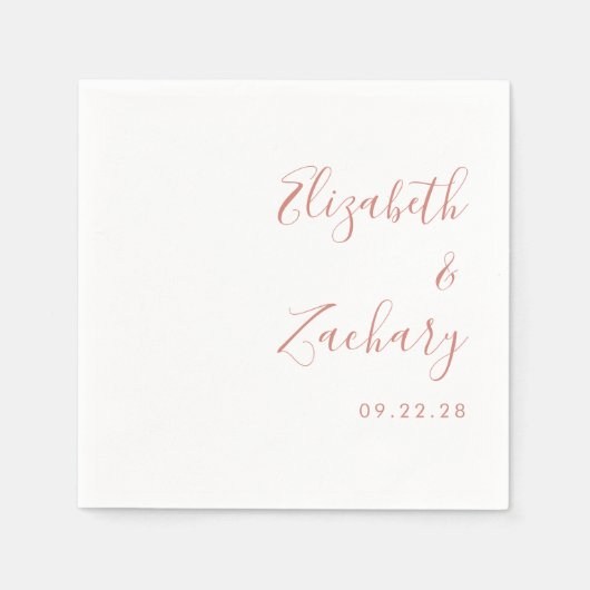 Moderne Terracotta-Script-Hochzeit Serviette (Vorderseite)