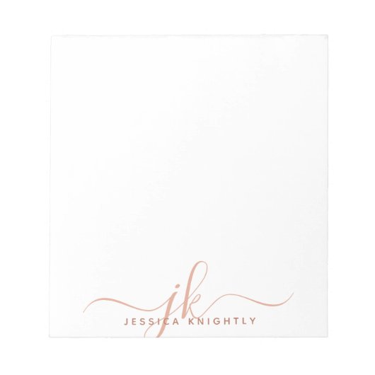 Moderne Terracotta-Script Monogram-Initialen Notizblock (Vorderseite)