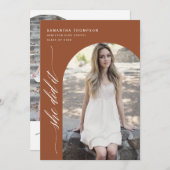 Moderne Terracotta Sie tat es Abschluss Arche Foto Einladung (Vorne/Hinten)