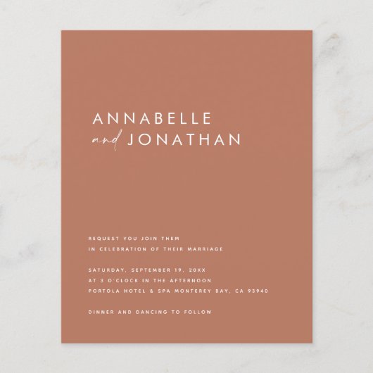 Moderne Terracotta-Skript zeitgenössische Hochzeit Flyer (Vorne)