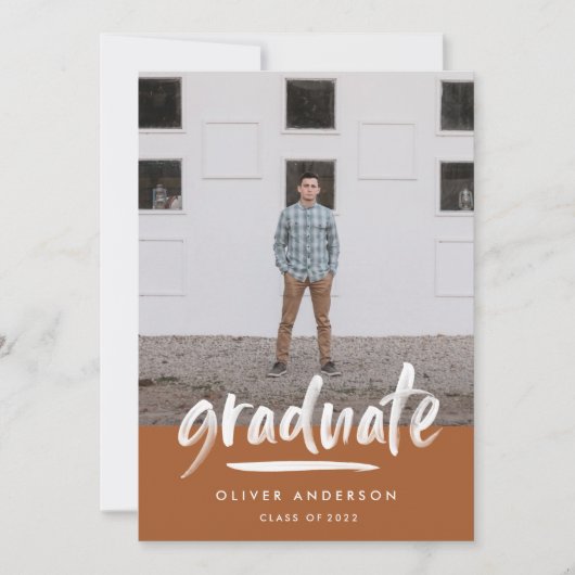 Moderne Terracotta-Skripte mit mehreren Fotos Absc Einladung (Vorderseite)