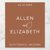 Moderne Terracotta Stilvolle Hochzeitsreise mit de Weinetikett (Einzelnes Label)