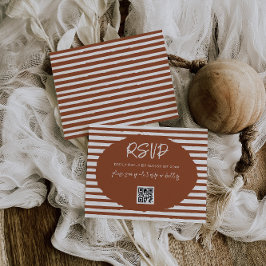 Moderne Terracotta Stripe Wedding RSVP Karte