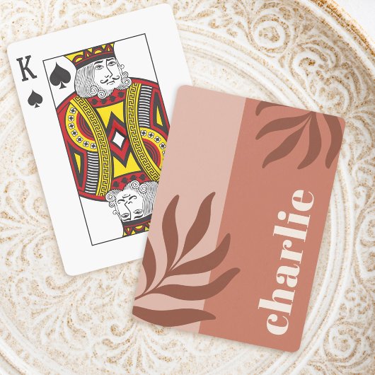 Moderne Terracotta-Töne senkrechten Namen botanisc Spielkarten