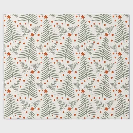 Moderne Terracotta Tree und Star Weihnachten Geschenkpapier (Flach)