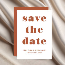 Moderne Terracotta-Typografie Hochzeit Save The Date