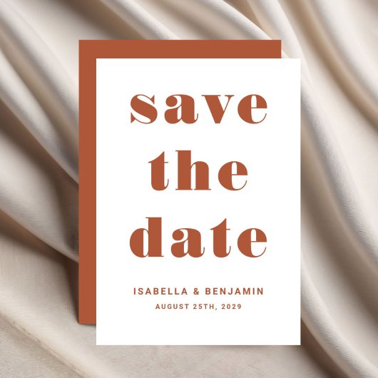 Moderne Terracotta-Typografie Hochzeit Save The Date