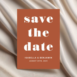 Moderne Terracotta-Typografie Hochzeit Save The Date