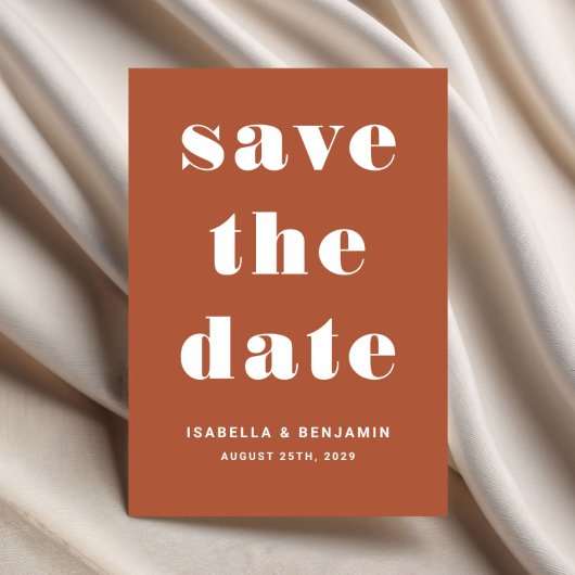 Moderne Terracotta-Typografie Hochzeit Save The Date