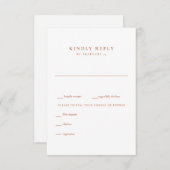 Moderne Terracotta und White Wedding RSVP (Vorne/Hinten)