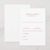Moderne Terracotta und White Wedding RSVP Karte (Vorne/Hinten)