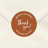 Moderne Terracotta Vielen Dank, Script Gastgeschen Runder Aufkleber