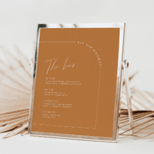 Moderne Terracotta Wedding Bar Menu
