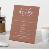 Moderne Terracotta Wedding Bar Menu Sockelschild (In SItu)