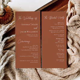 Moderne Terracotta Wedding Programm