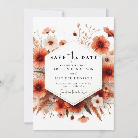 Moderne Terracotta Wedding Save The Date (Vorderseite)