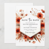Moderne Terracotta Wedding Save The Date (Vorne/Hinten)