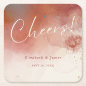Moderne Terracotta-Wüste Boho Wedding Cheers Rechteckiger Pappuntersetzer (Vorderseite)