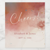 Moderne Terracotta-Wüste Boho Wedding Cheers Weinetikett (Einzelnes Label)