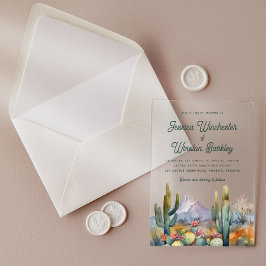 Moderne Terracotta Wüste Kaktus Akryllische Einlad Acryleinladungen