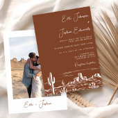 Moderne Terracotta-Wüstenhochzeit Einladung