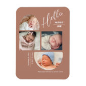 Moderne Terrakotta 4 Baby Foto Collage Geburt Magnet (Vertikal)