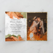 Moderne Terrakotta-Abstrakt-Tinte QR-Code-Hochzeit Einladung (Innenseite)