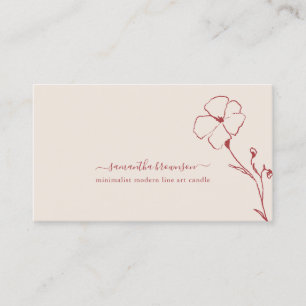 Moderne Terrakotta-Beige-Blumen-Botanik-Linienkuns Visitenkarte