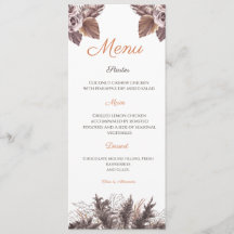 Moderne Terrakotta-Blumen-Hochzeits-Menükarte