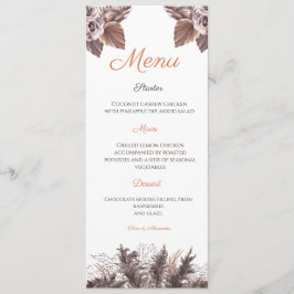 Moderne Terrakotta-Blumen-Hochzeits-Menükarte Menükarte