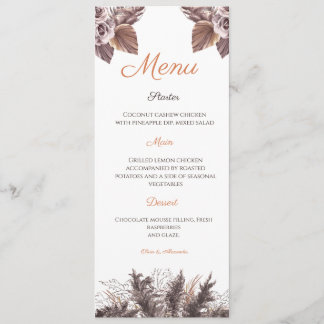 Moderne Terrakotta-Blumen-Hochzeits-Menükarte Menükarte