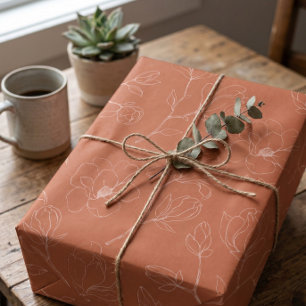Moderne Terrakotta-Blumenverpackungspapier Geschenkpapier