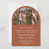 Moderne Terrakotta-Bogen-Foto-QR-Code-Hochzeit Einladung (Vorderseite)