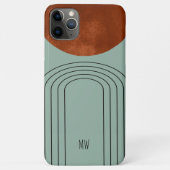 Moderne Terrakotta-Bogen-Teal-Linienkunst im Mitte Case-Mate iPhone Hülle (Rückseite)