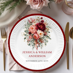 Moderne Terrakotta-Boho-Hochzeitspapierteller Desi Pappteller