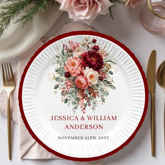 Moderne Terrakotta-Boho-Hochzeitspapierteller Desi Pappteller