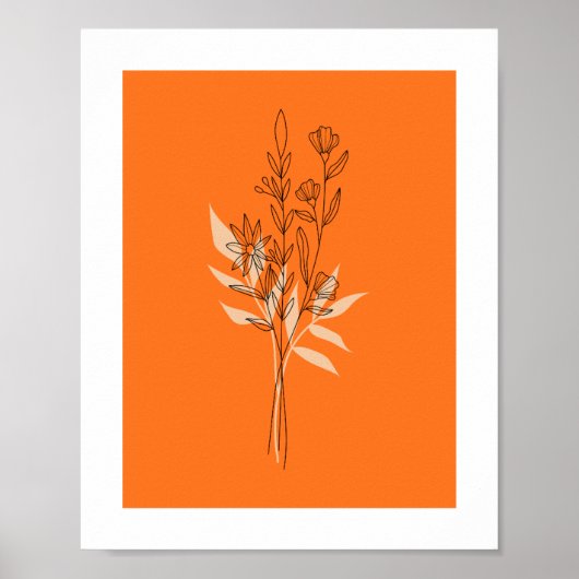 Moderne Terrakotta-Botanik-Linienkunstposter Poster (Vorne)