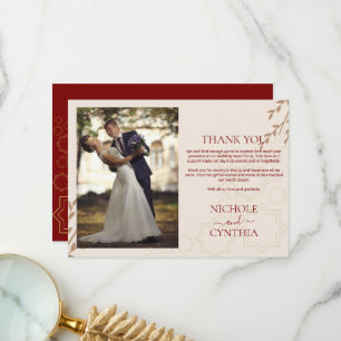 Moderne Terrakotta-Braunorange-Boho-Hochzeit Dankeskarte