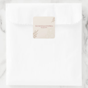 Moderne Terrakotta-Braunorange-Boho-Hochzeit Quadratischer Aufkleber